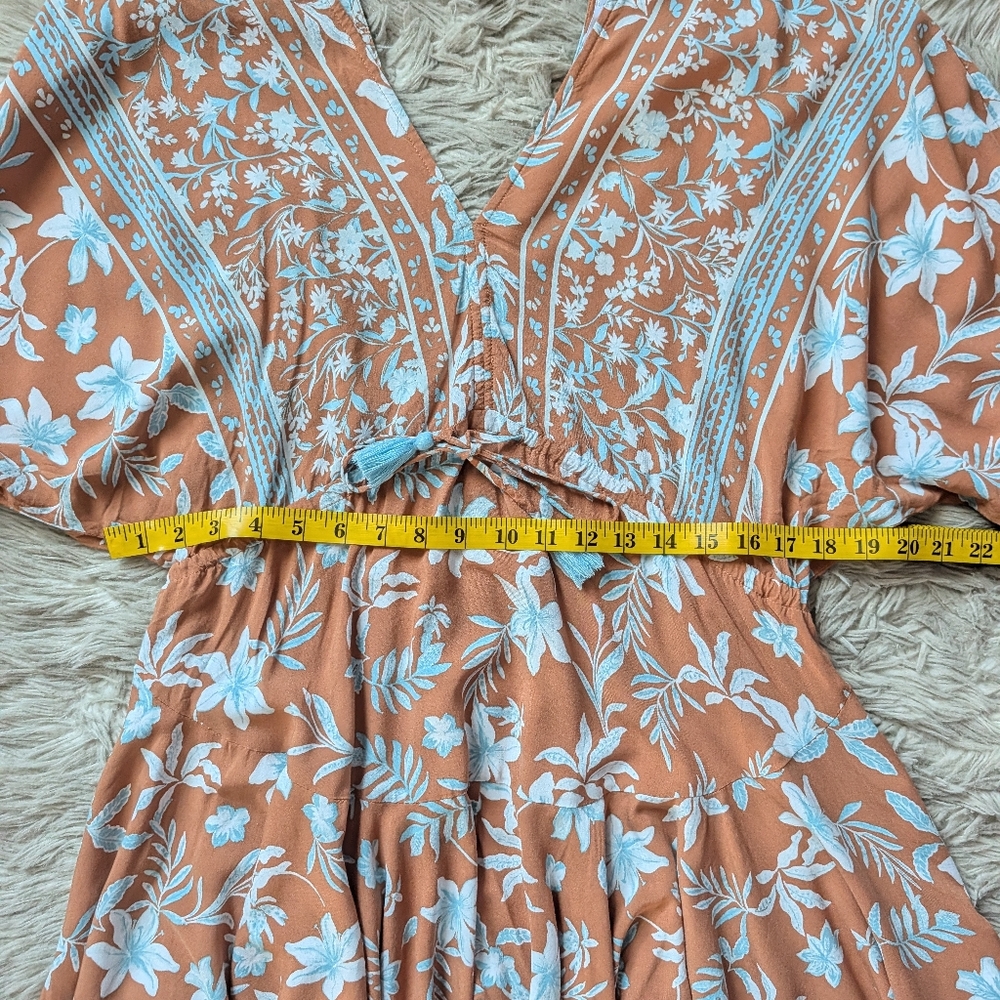 EUC Baltic Born Adria Mini Dress in Camel and Blue - Picture 12 of 16